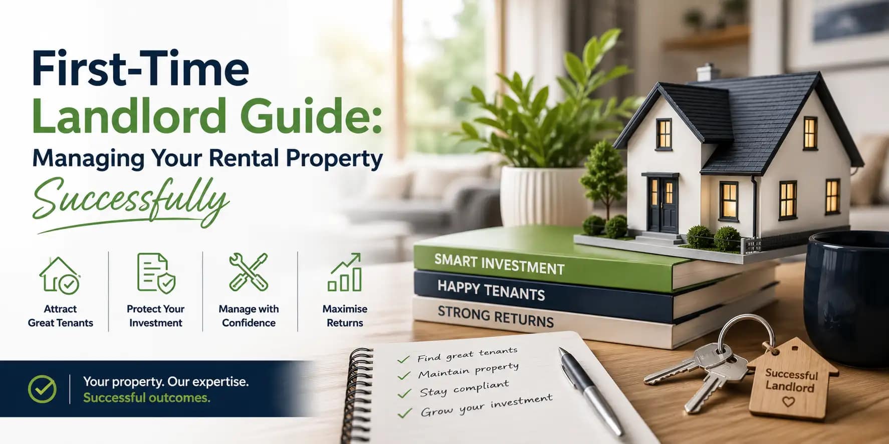 New Zealand first-time landlord inspecting a rental property with management paperwork